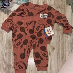 12 month Disney Kids Matching Set - Brown with Mickey Mouse